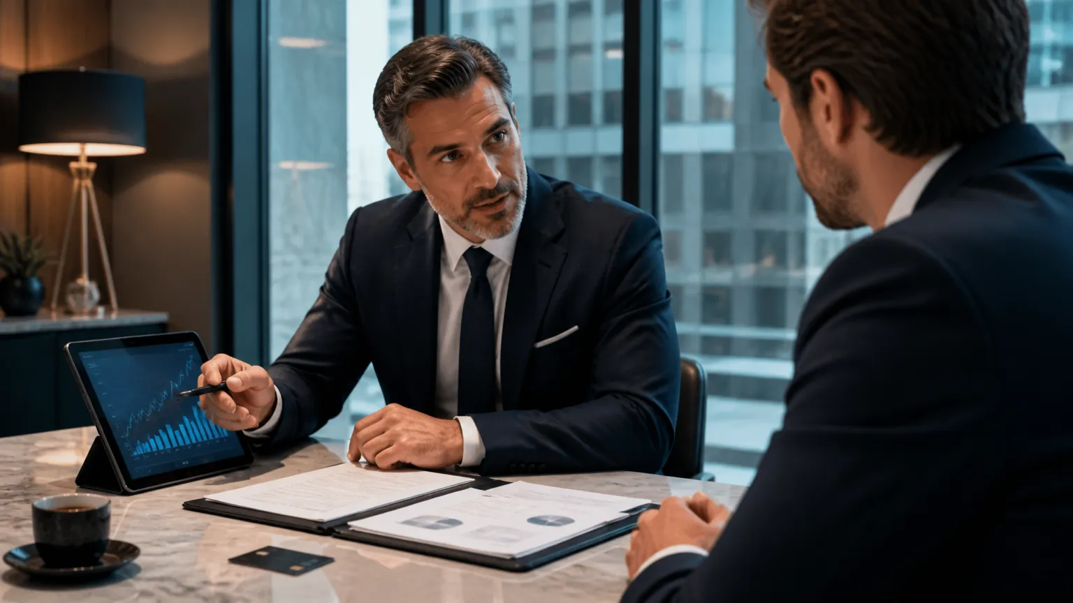 Consultoria financeira orientando compra de alto valor com crédito no cartão com segurança.
