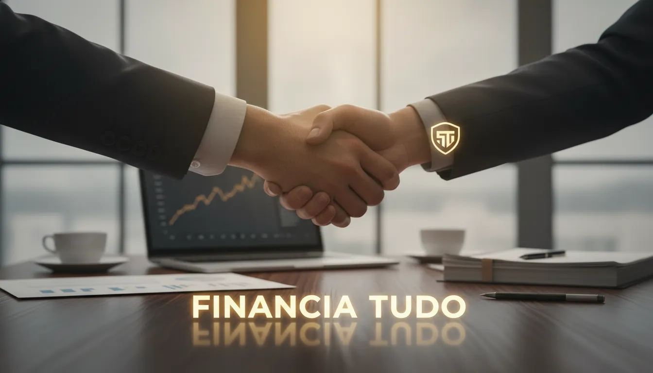 Aperto de mãos simbolizando parceria e sucesso na obtenção de crédito para renovação de frota caminhão.