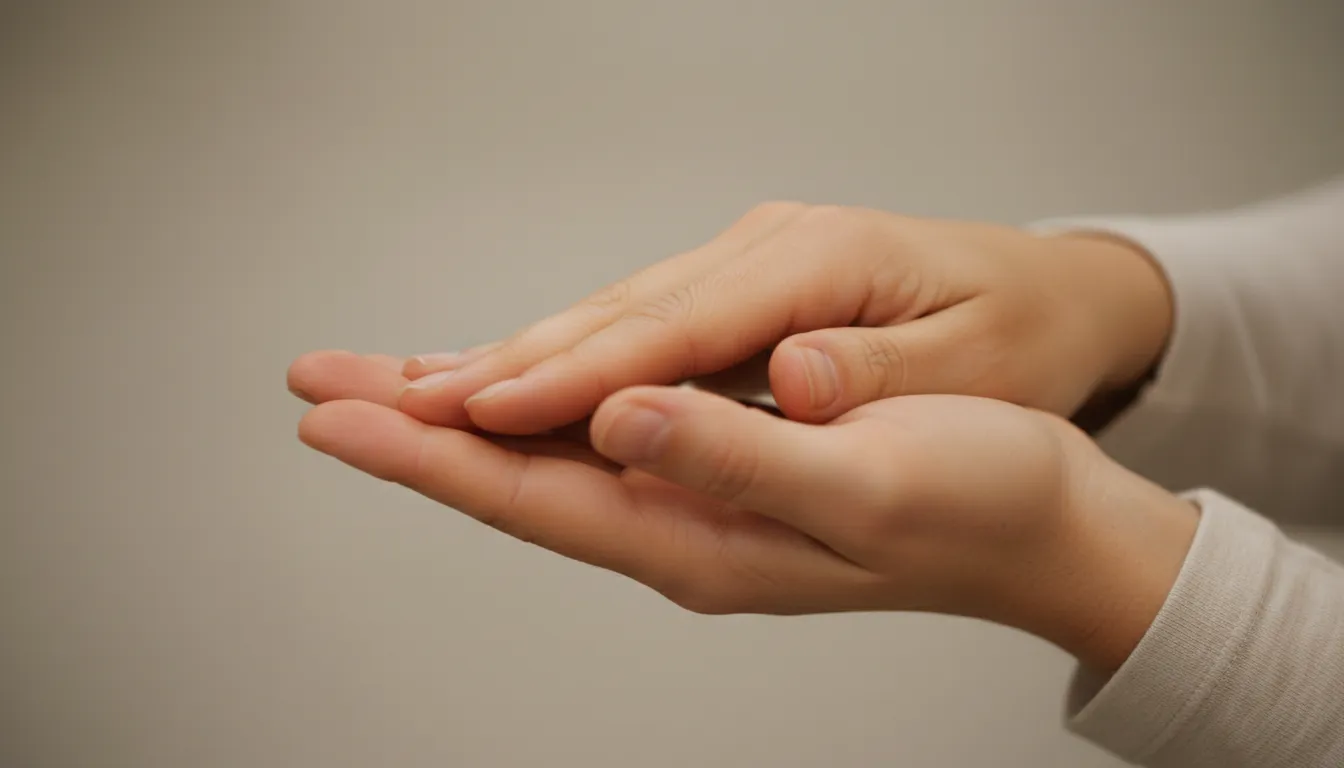 Detalhe da mão aplicando a técnica EFT no ponto do karate chop, promovendo relaxamento e bem-estar emocional.