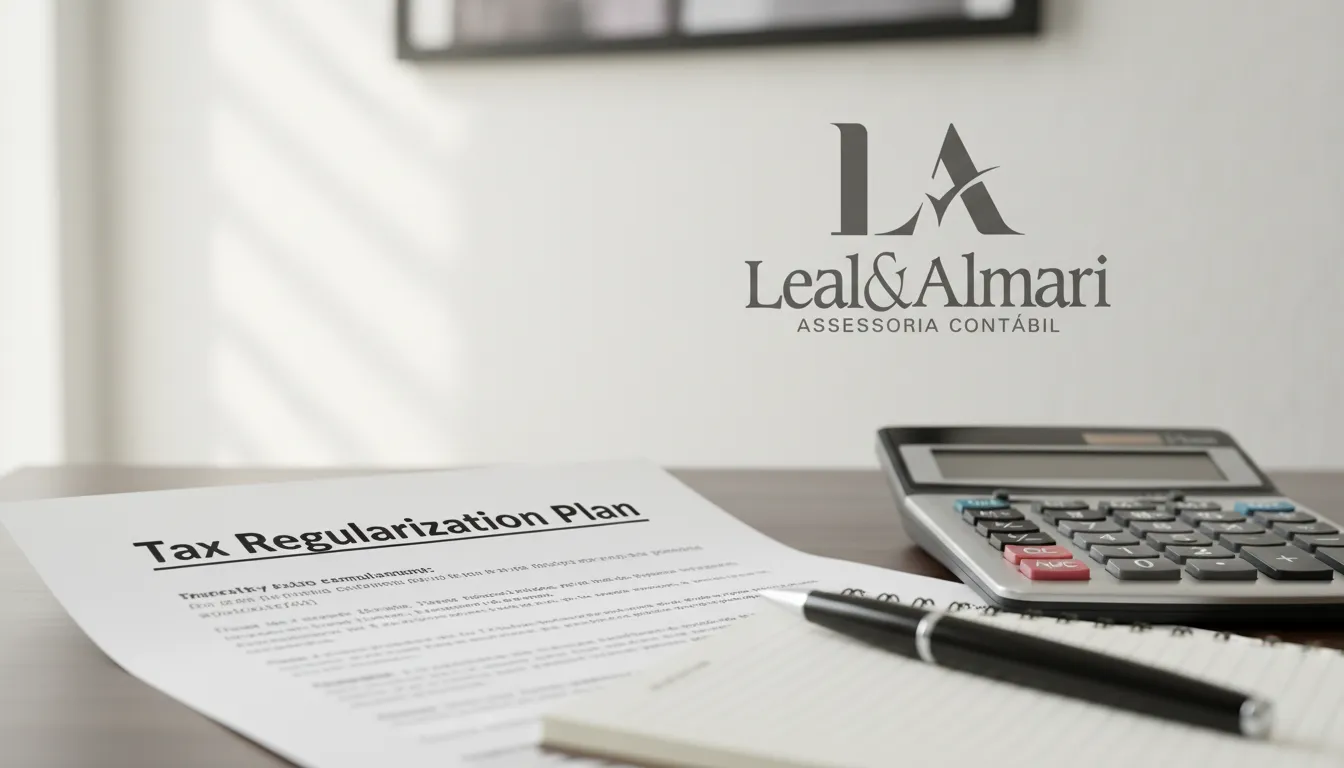 Detalhe de plano para regularizar empresa pendências fiscais, demonstrando organização e atenção aos detalhes para evitar problemas.