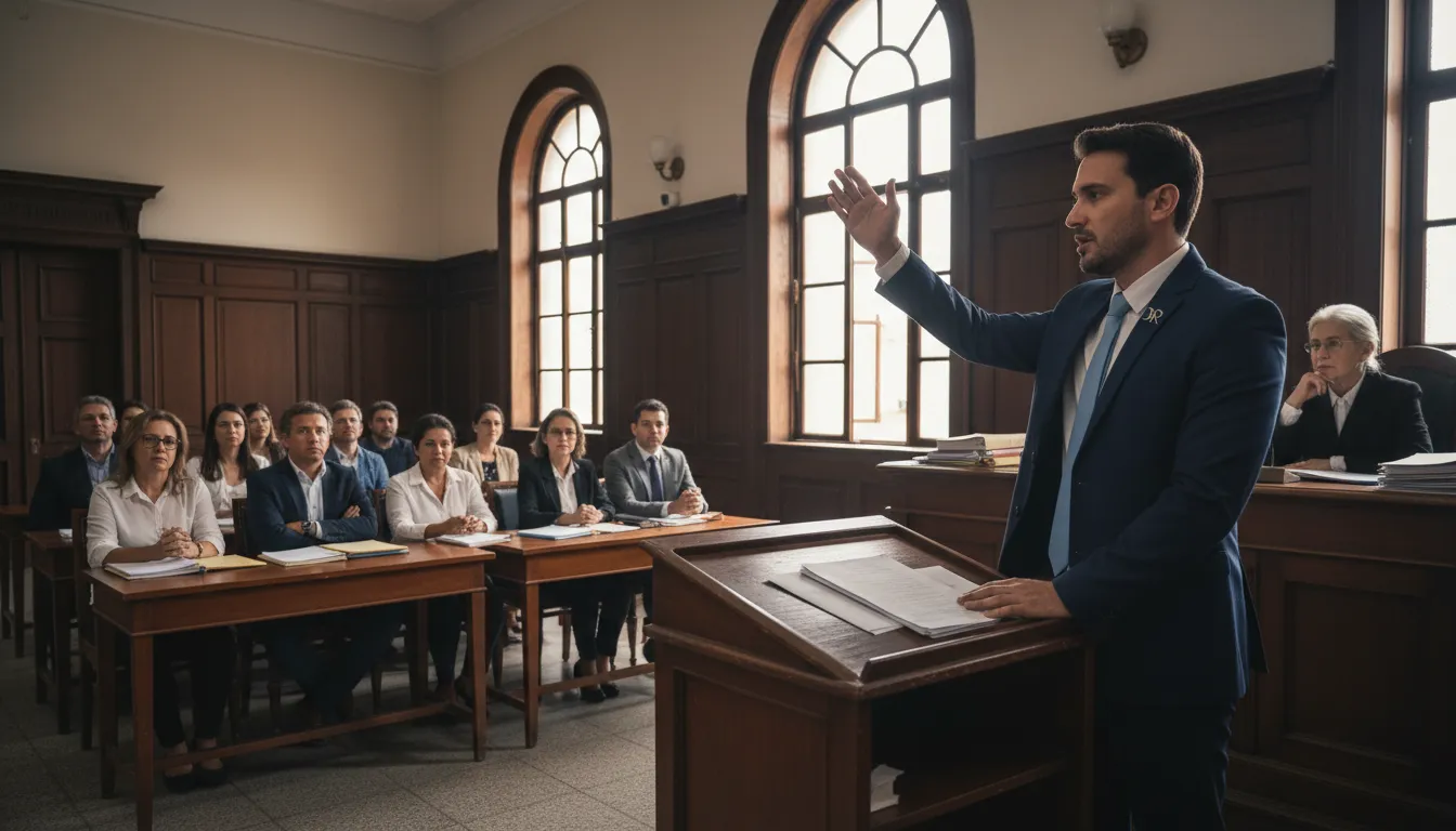Advogado em Barreiras defendendo caso de saúde em tribunal, representando a Dias Ribeiro.