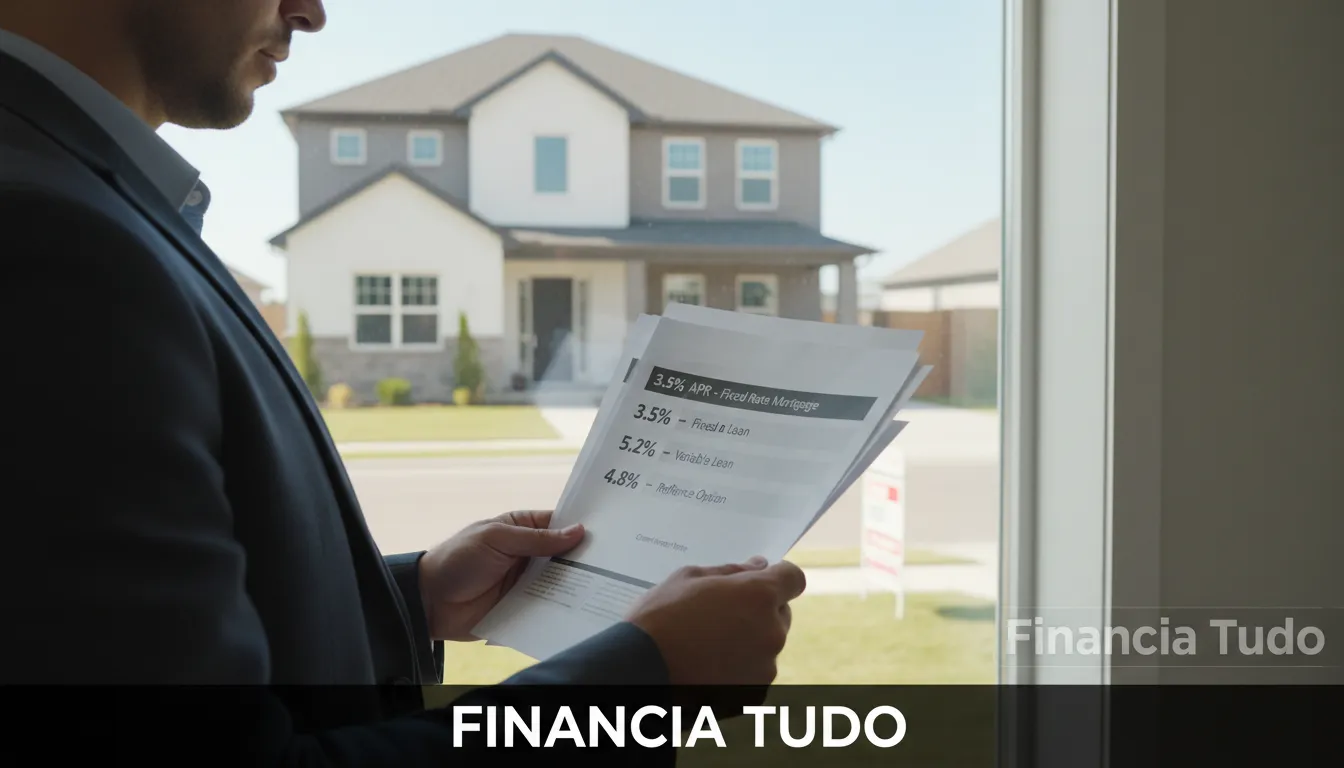 Análise cuidadosa de documentos financeiros com taxas de home equity, com a Financia Tudo oferecendo suporte.