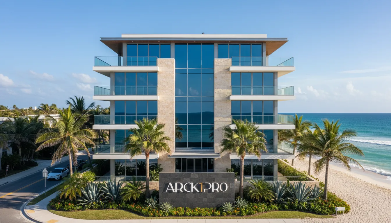 Edifício residencial compacto moderno em litoral, representando imóveis compactos investimento premium.