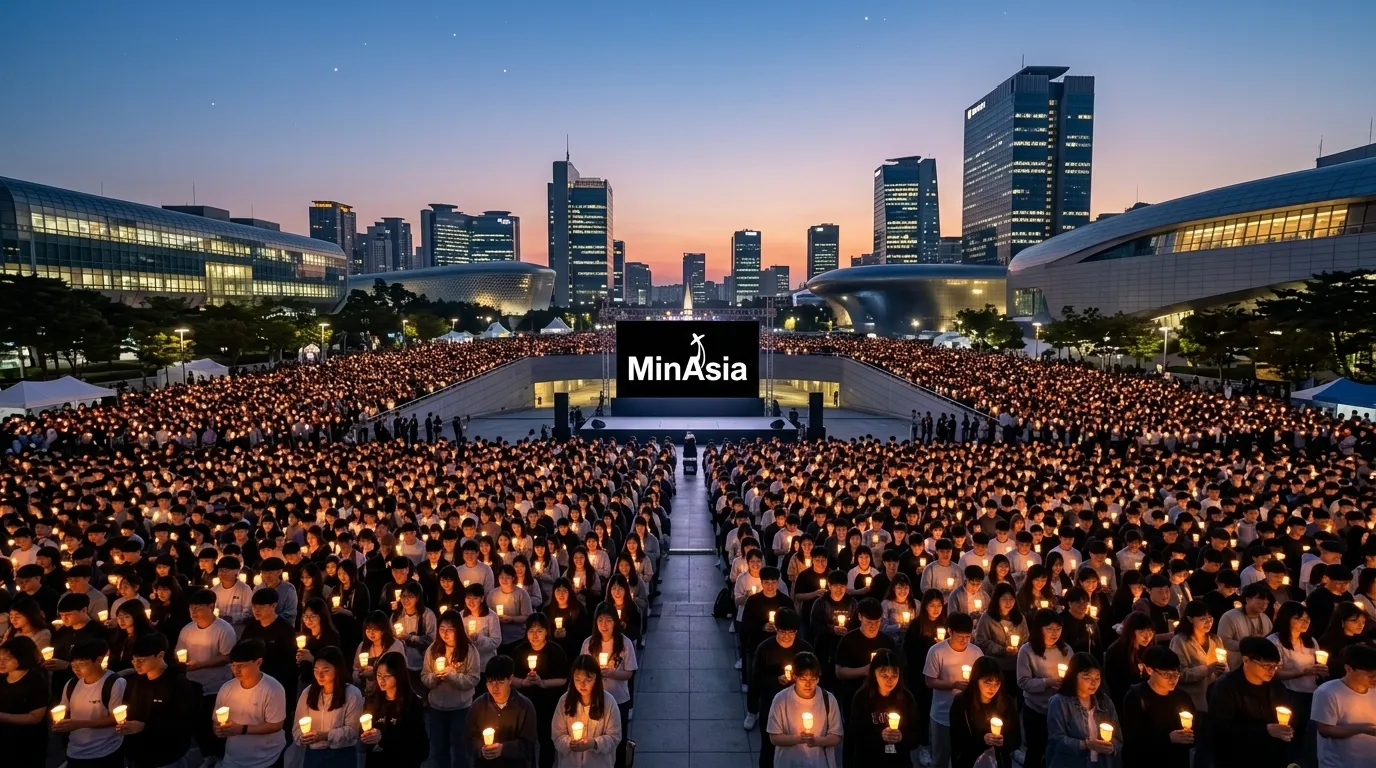 Vigília noturna com velas simbolizando a união dos jovens na JMJ 2027 na Coreia do Sul.