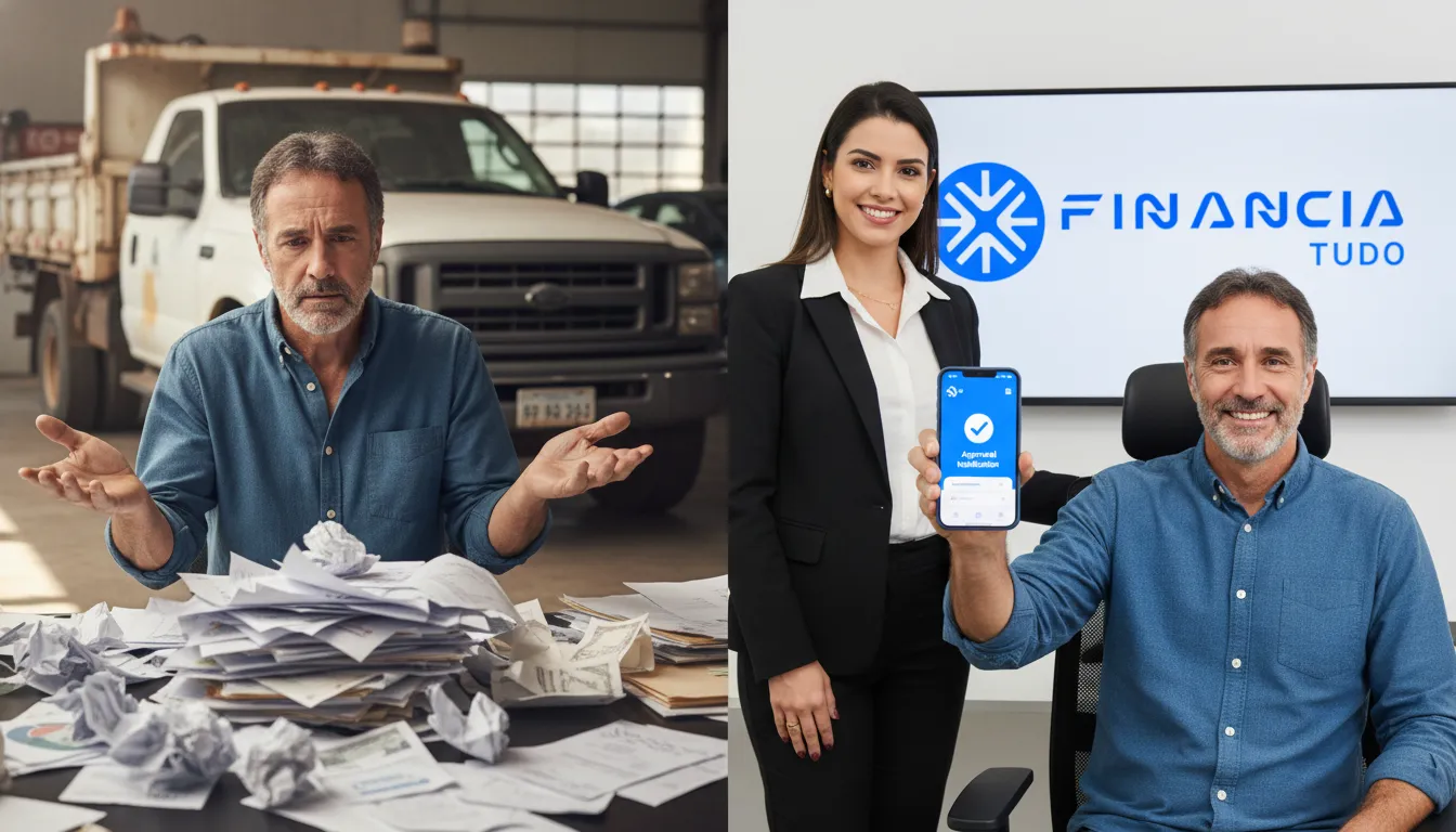 Antes e depois do refinanciamento de caminhão ainda financiado: da preocupação à aprovação com a Financia Tudo.