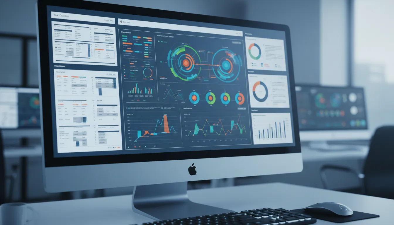 Detalhe de uma interface digital com formulários fiscais complexos, simbolizando o inicio da obrigação cBenef e a tecnologia na contabilidade.
