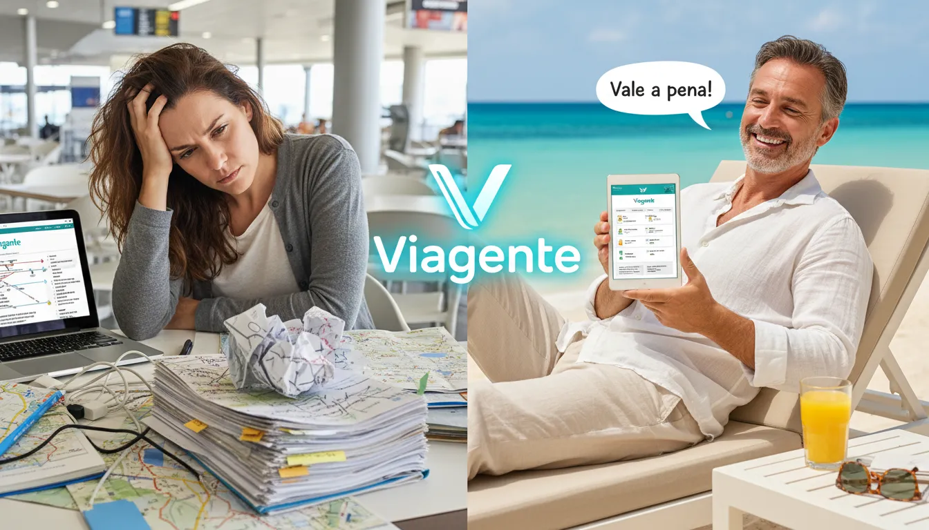 Viagem planejada sem estresse pela Viagente, mostrando o contraste de não saber quanto vale 1 milha e ter o suporte de especialistas.