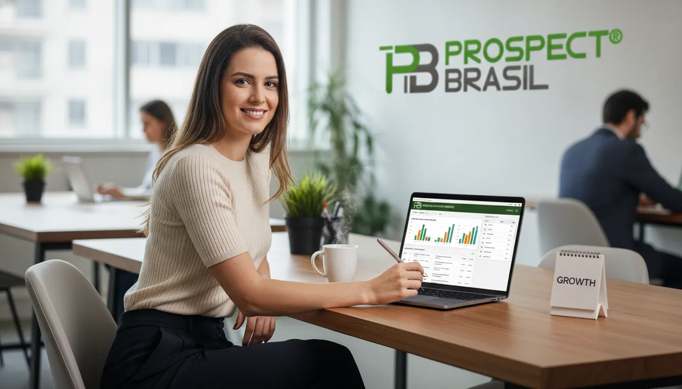 Profissional de vendas focado em prospecção de clientes B2B, usando CRM para qualificar leads e otimizar estratégias.