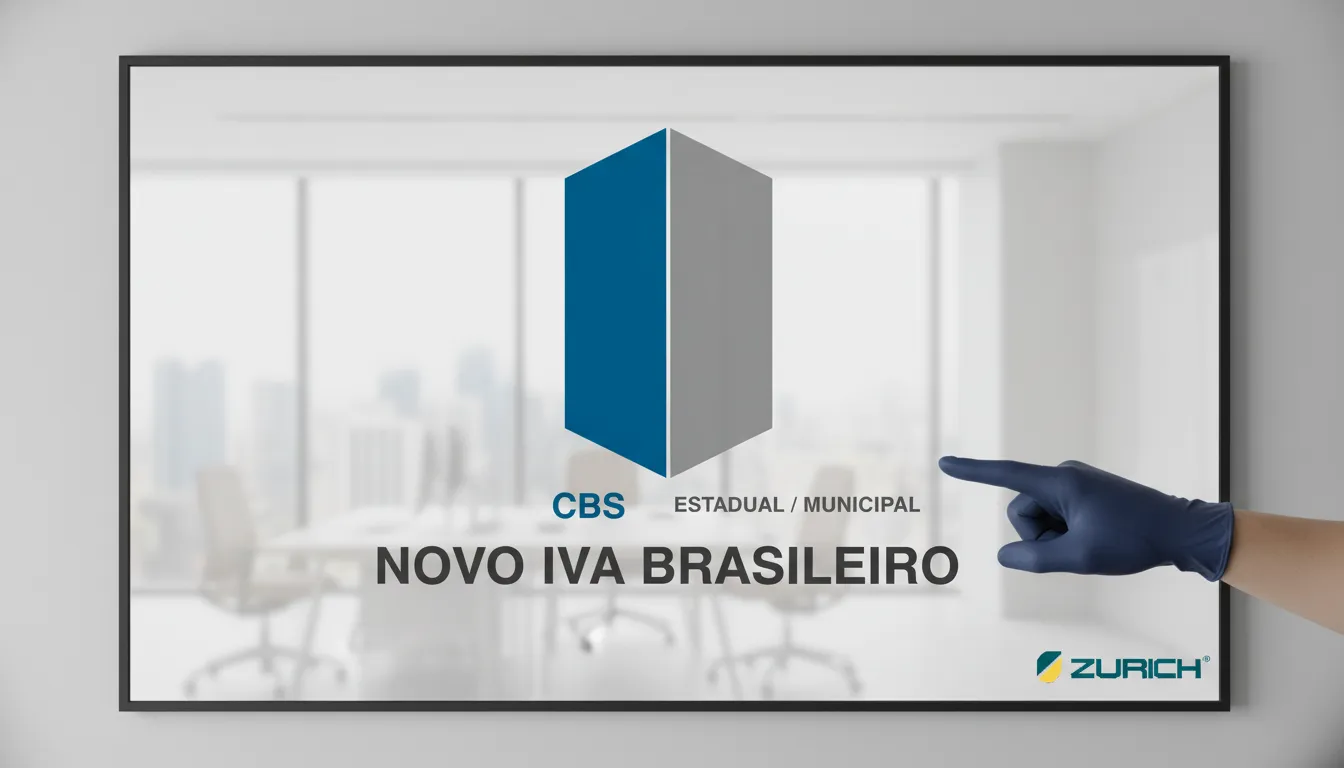 Representação visual do IVA brasileiro dividido, destacando o que é CBS como metade federal.
