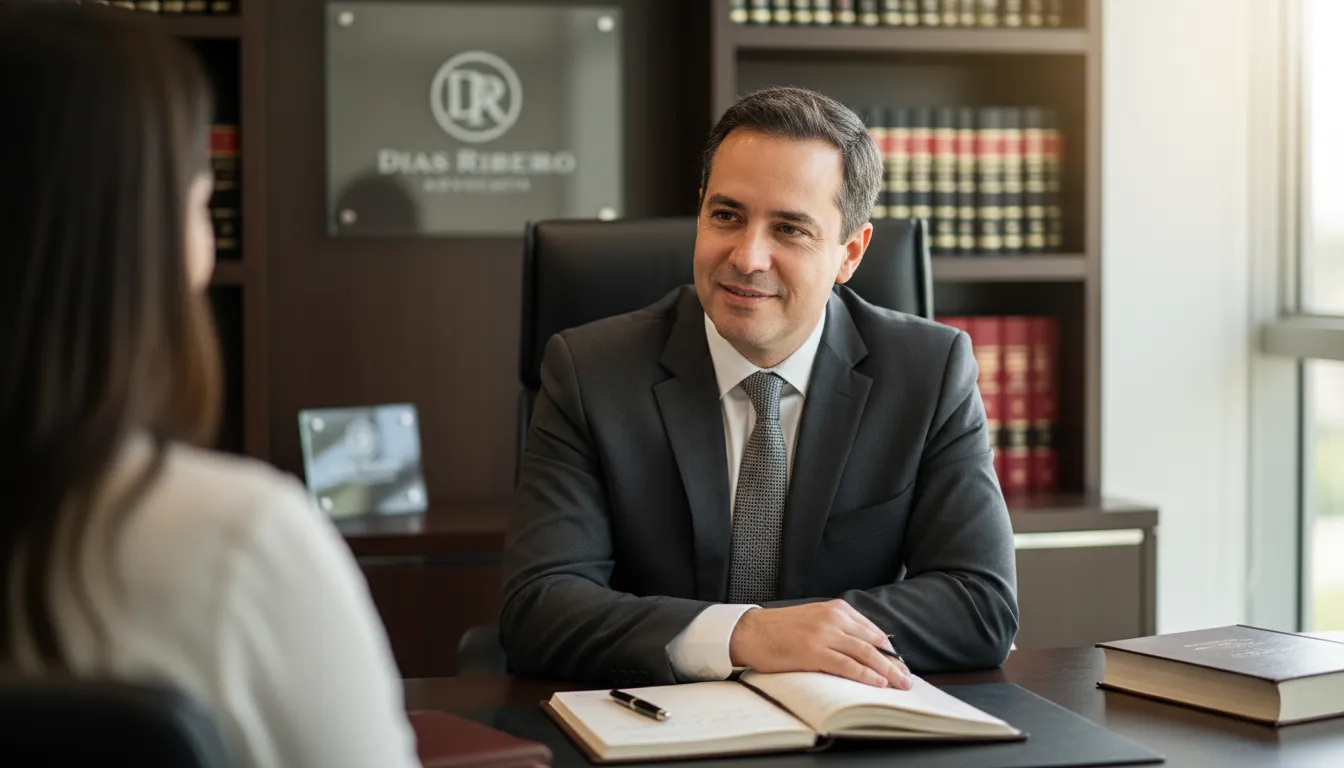 Advogado em Palhoça da Dias Ribeiro Advocacia oferecendo consultoria especializada a cliente.