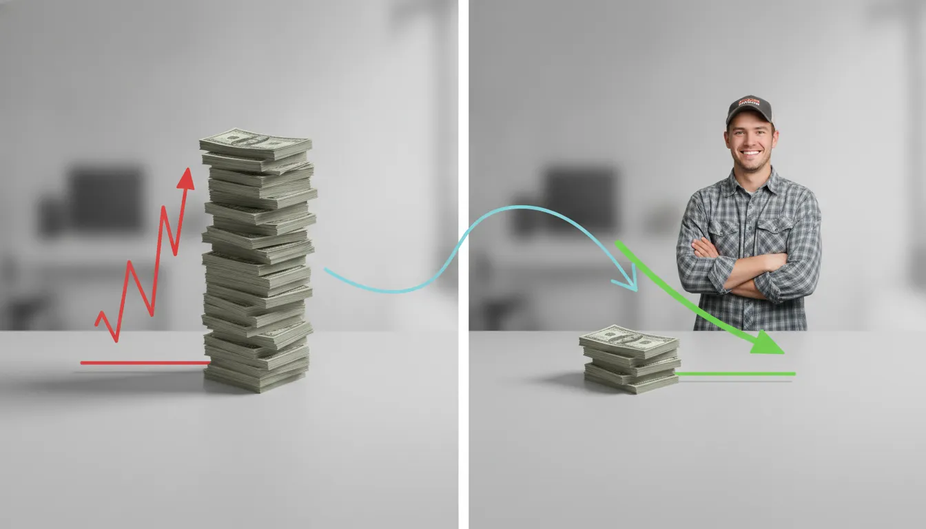 Comparação visual mostra economia, destacando como vale a pena refinanciar caminhão com juros menores.