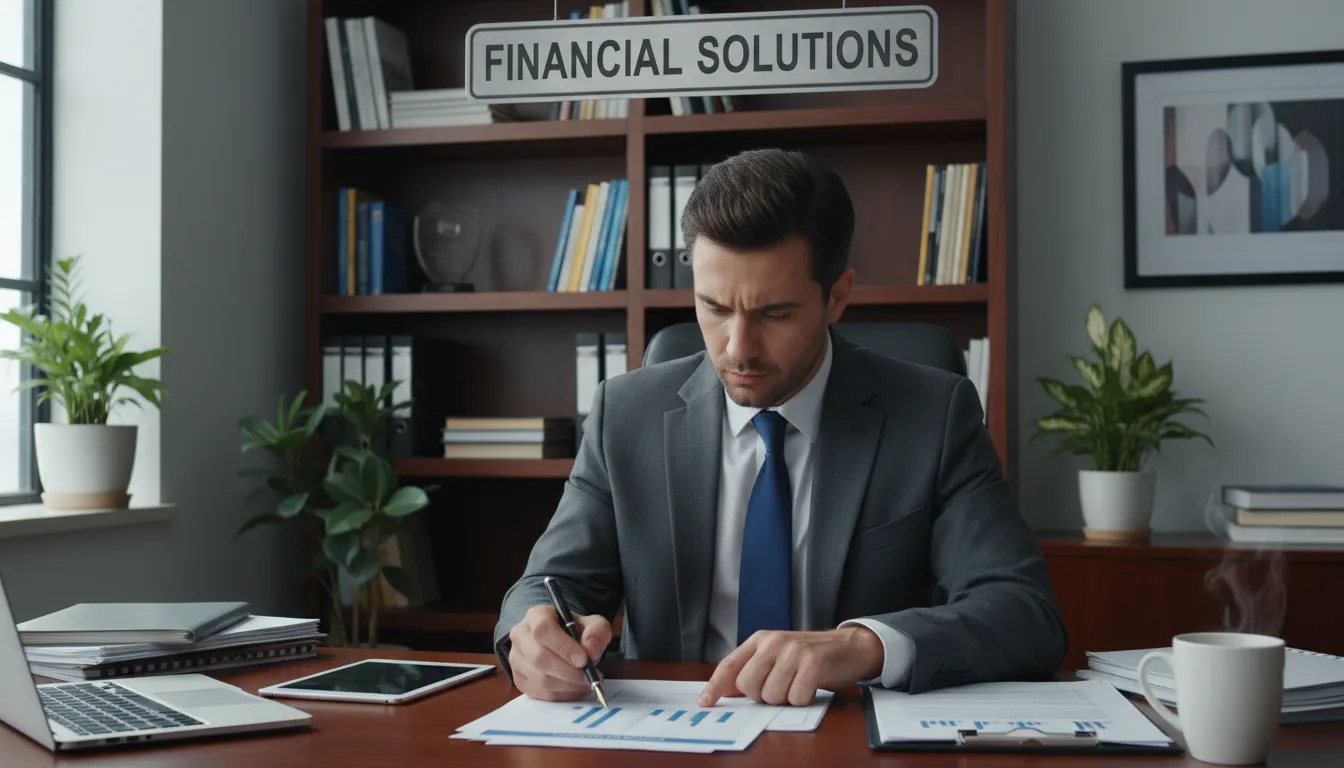 Financial professional reviewing documents, signifying bookkeeping for small business in Florida, emphasizing accuracy and attention to detail.