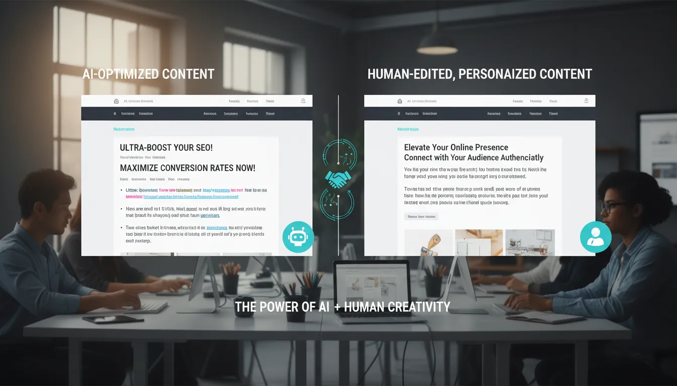 Como Usar ChatGPT para Estruturar Site (Sem Deixar Engessado) 3 Painel compara versões automáticas da IA e revisadas por web designers humanos.