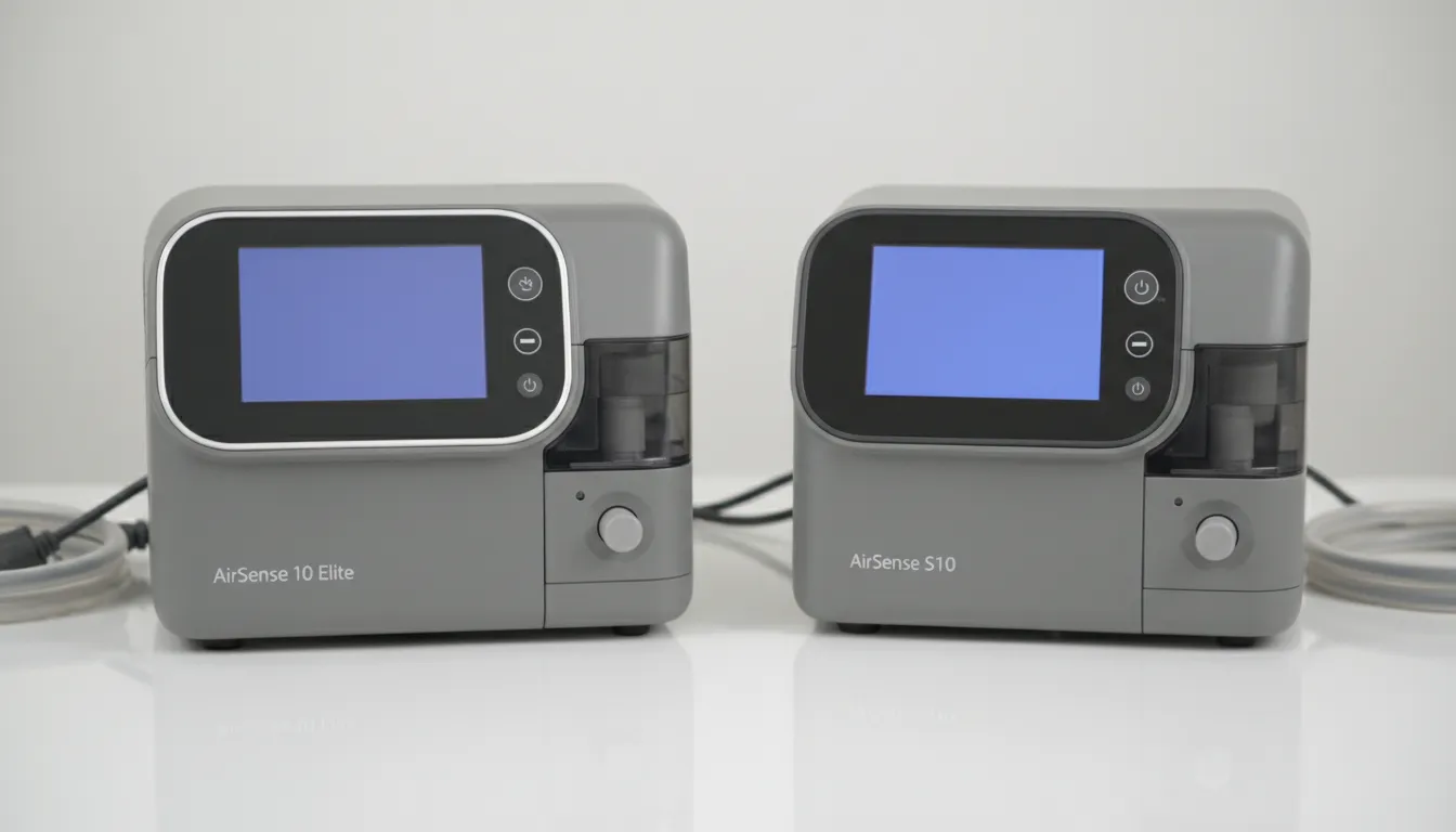 Dois equipamentos CPAP modernos lado a lado, mostrando suas semelhan&ccedil;as e diferen&ccedil;as.