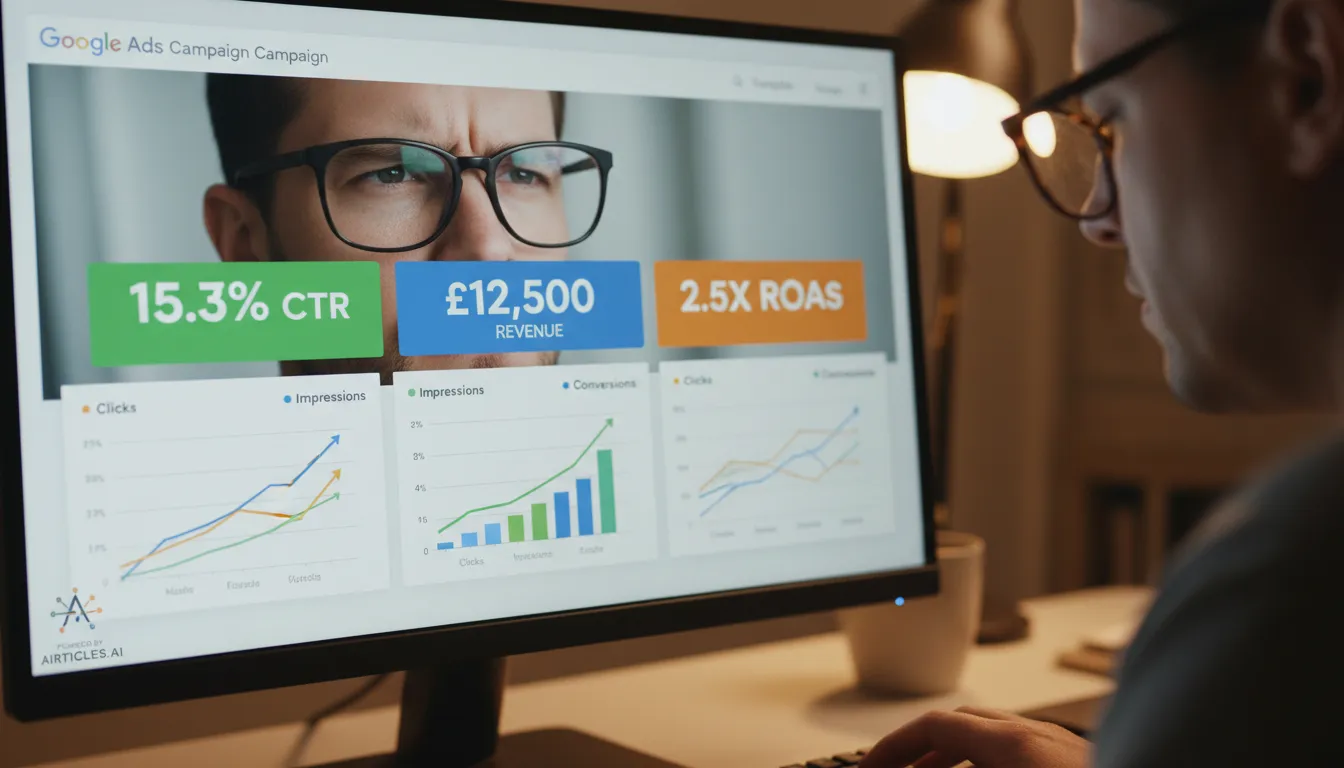 Campanha de Google Ads otimizada por agência marketing com ia, mostrando resultados impressionantes.