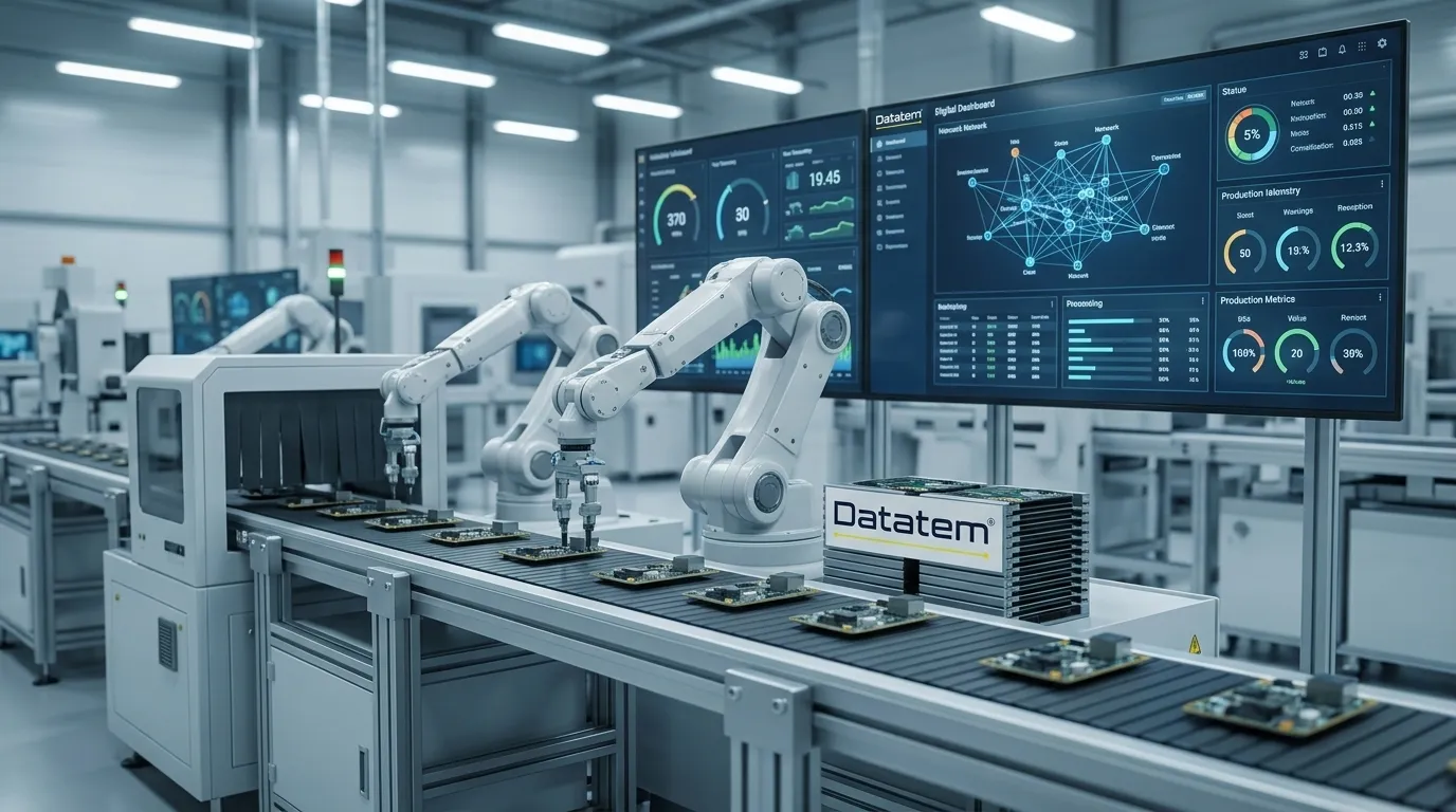 Linha de producao inteligente integrada pelo protocolo opc ua e conectividade industrial.