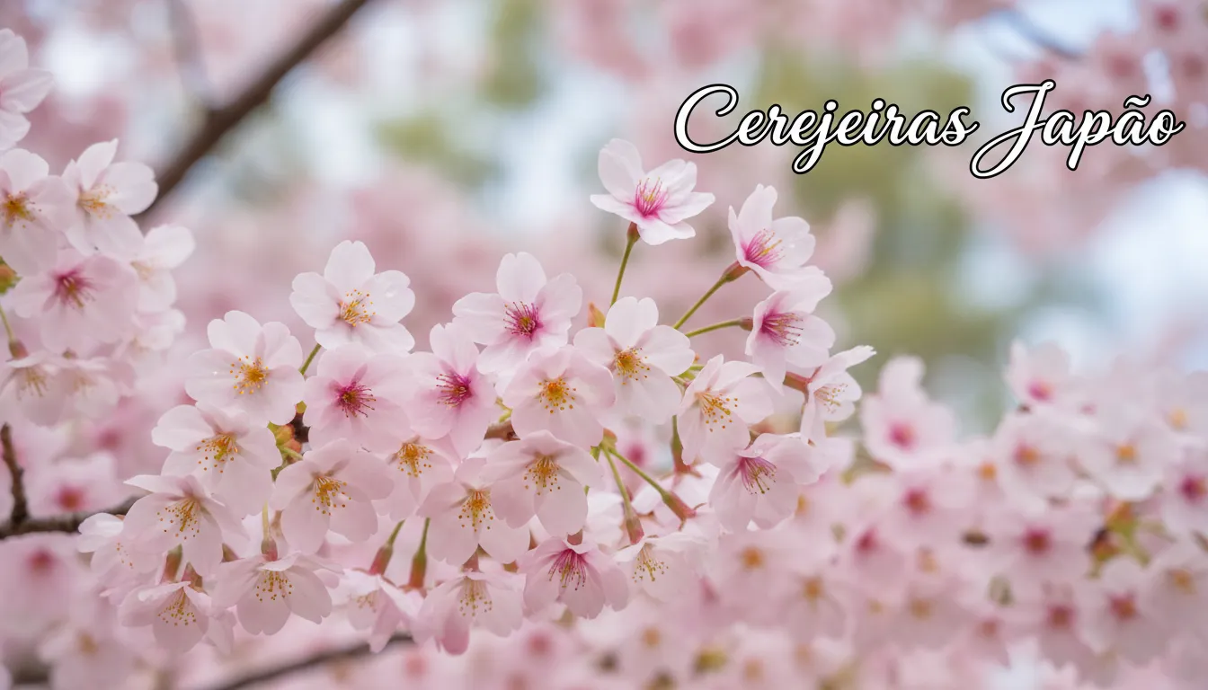 Close-up das delicadas flores de cerejeiras no japão em plena floração, capturando a essência da beleza e fragilidade da estação Hanami.
