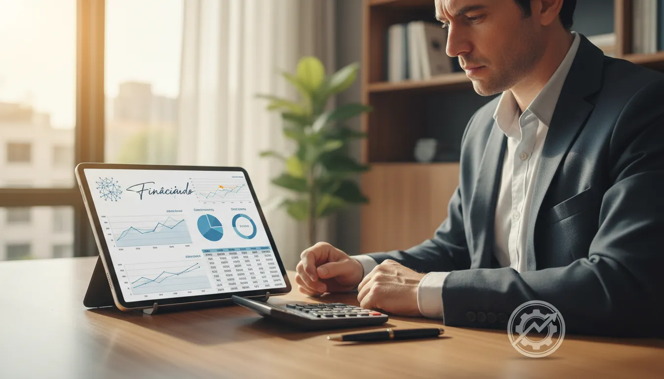 Pessoa analisando dados financeiros em tablet, ponderando se a energia solar por assinatura vale a pena como investimento.