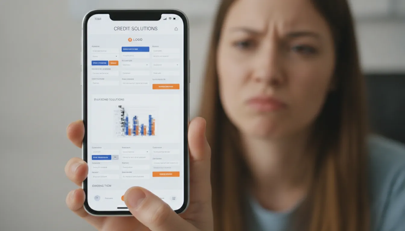 Tela de celular mostrando landing page confusa, um dos erros de afiliados de crédito na comunicação.