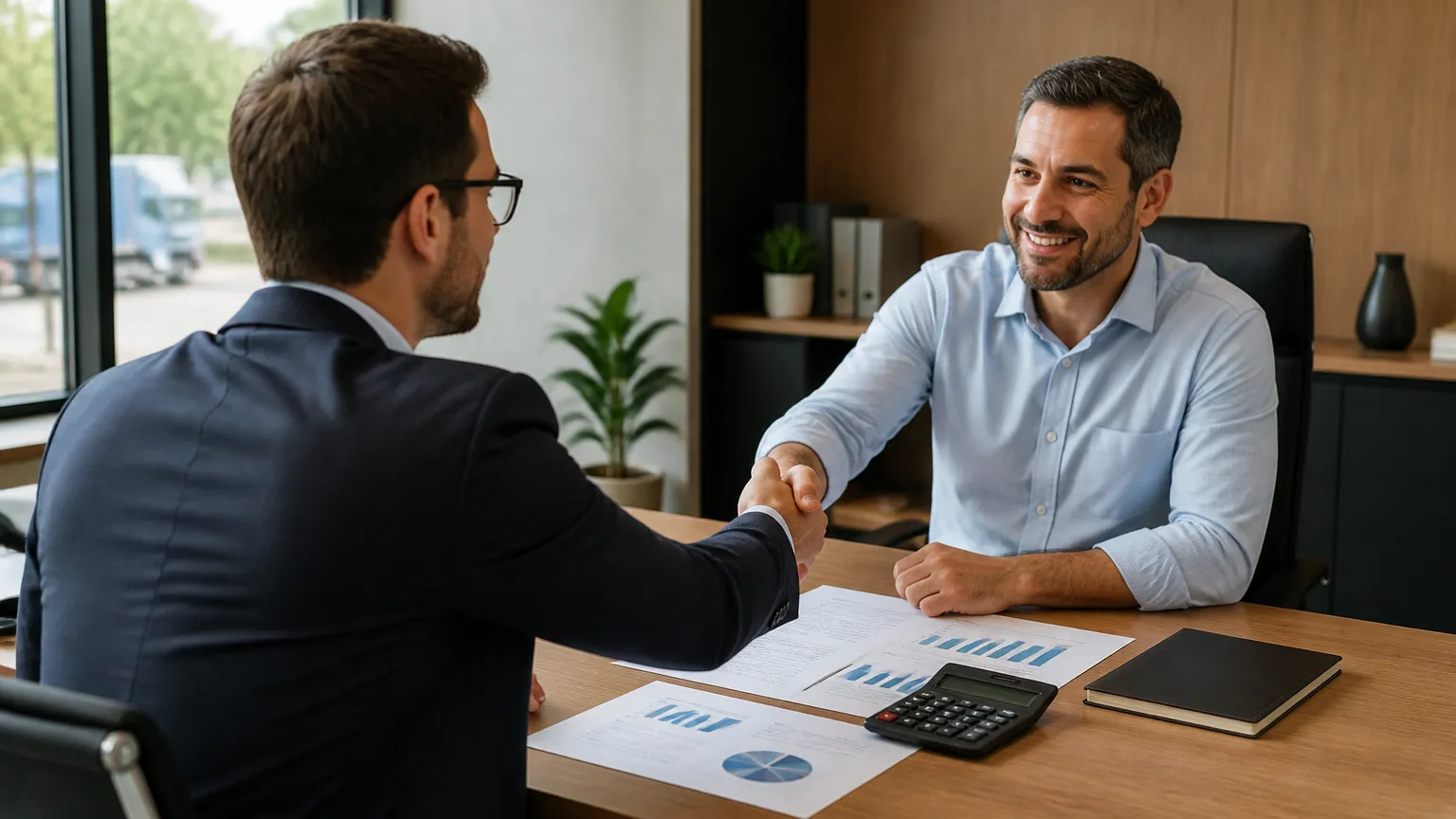 Consultoria financeira orientando sobre crédito para troca de implemento rodoviário.