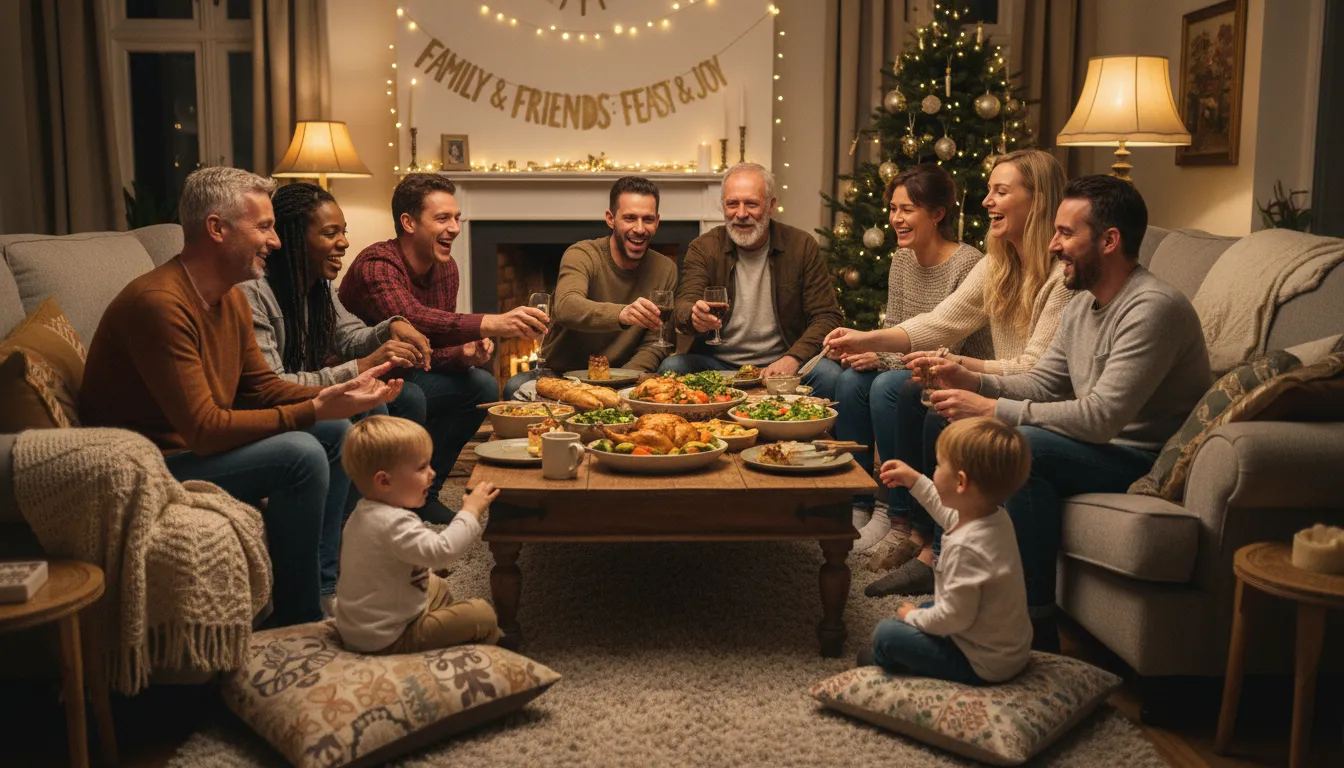 Família e amigos unidos em momento de afeto e convivência em 2026