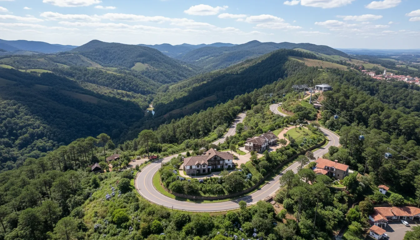 Rota cênica para Gramado, um atrativo imperdível em sua viagem para Gramado, com paisagens deslumbrantes.