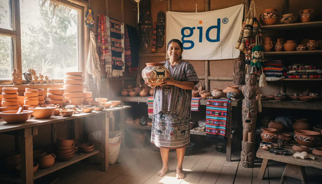 Artesão sorrindo exibe cerâmica decorada, representando o artesanato ancestral dos povos originários e novas oportunidades de renda.