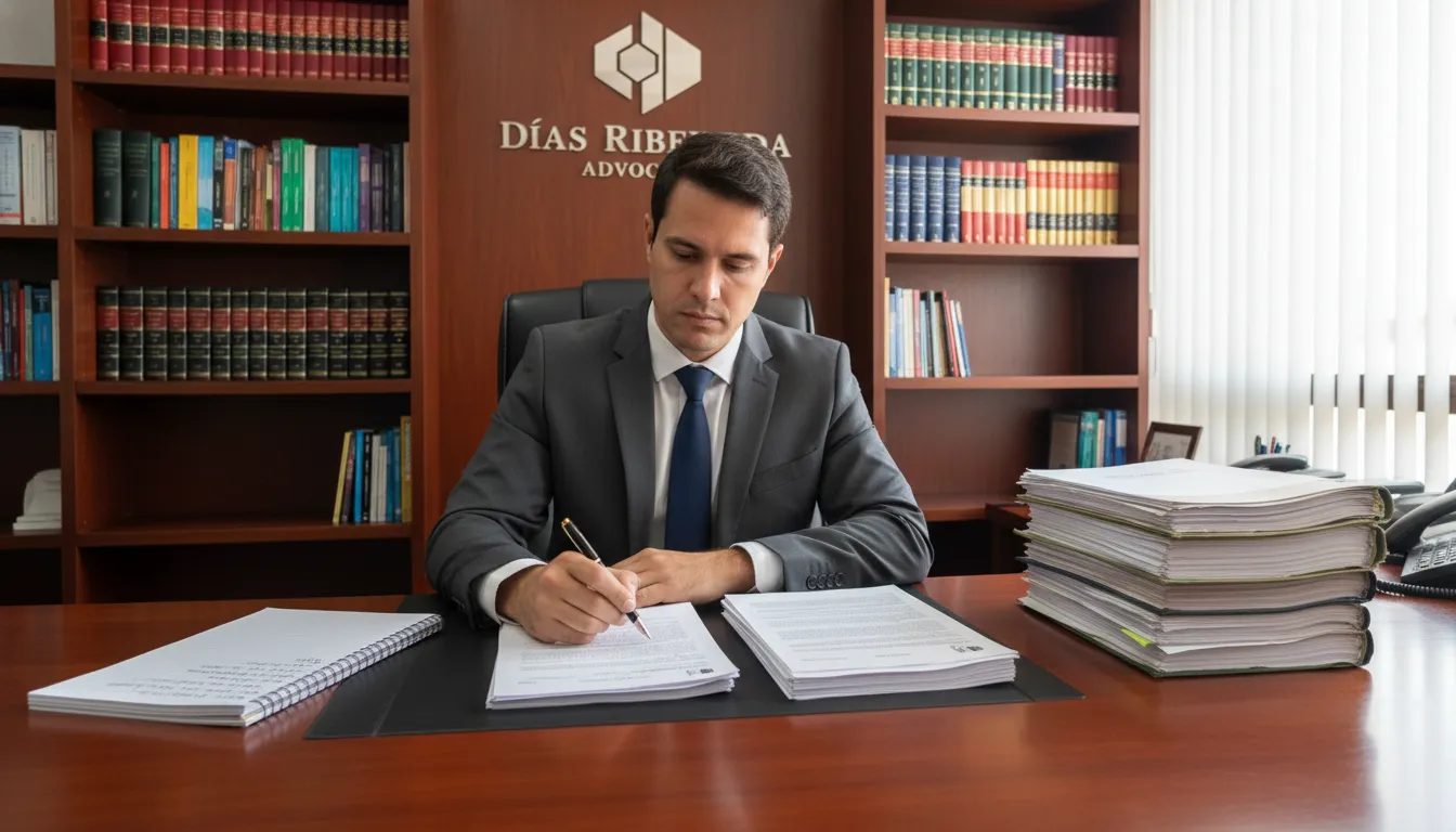 Advogado em Içara da Dias Ribeiro Advocacia analisando documentos cruciais para ação contra plano de saúde.