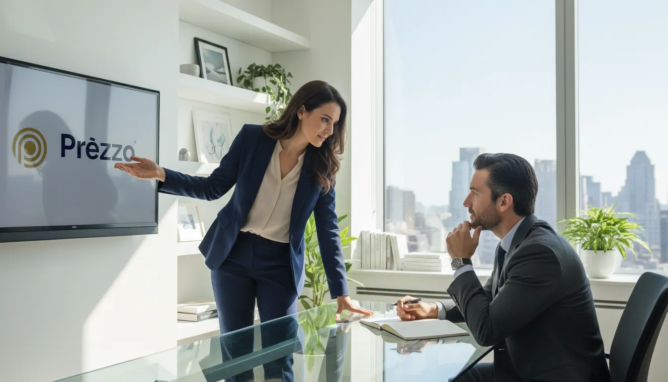 Profissional de negócios aconselhando cliente sobre estratégias fiscais e como declarar imposto de renda.