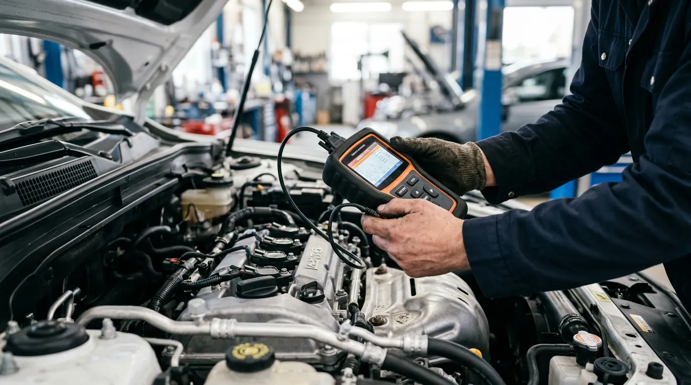 Inspeção técnica do motor na avaliação de carro para refinanciamento seguro.