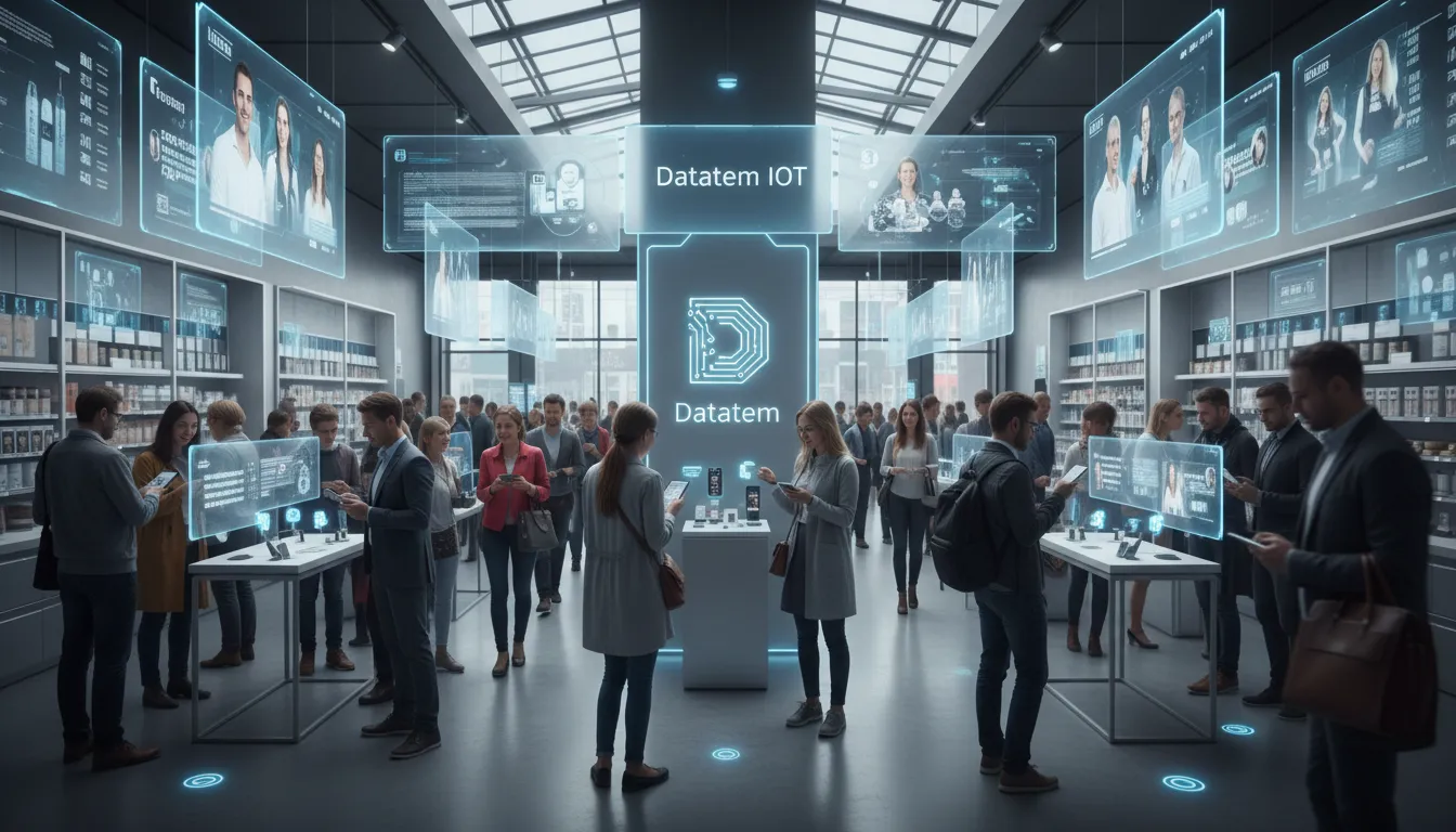 Ambiente de varejo inteligente com tecnologia de beacons e displays personalizados, potencializados pela Datatem.