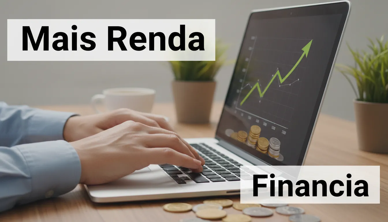 Mãos digitando em um laptop, simbolizando o crescimento financeiro através de modelos de renda extra online. Conte com a Financia Tudo para alcançar seus objetivos financeiros.