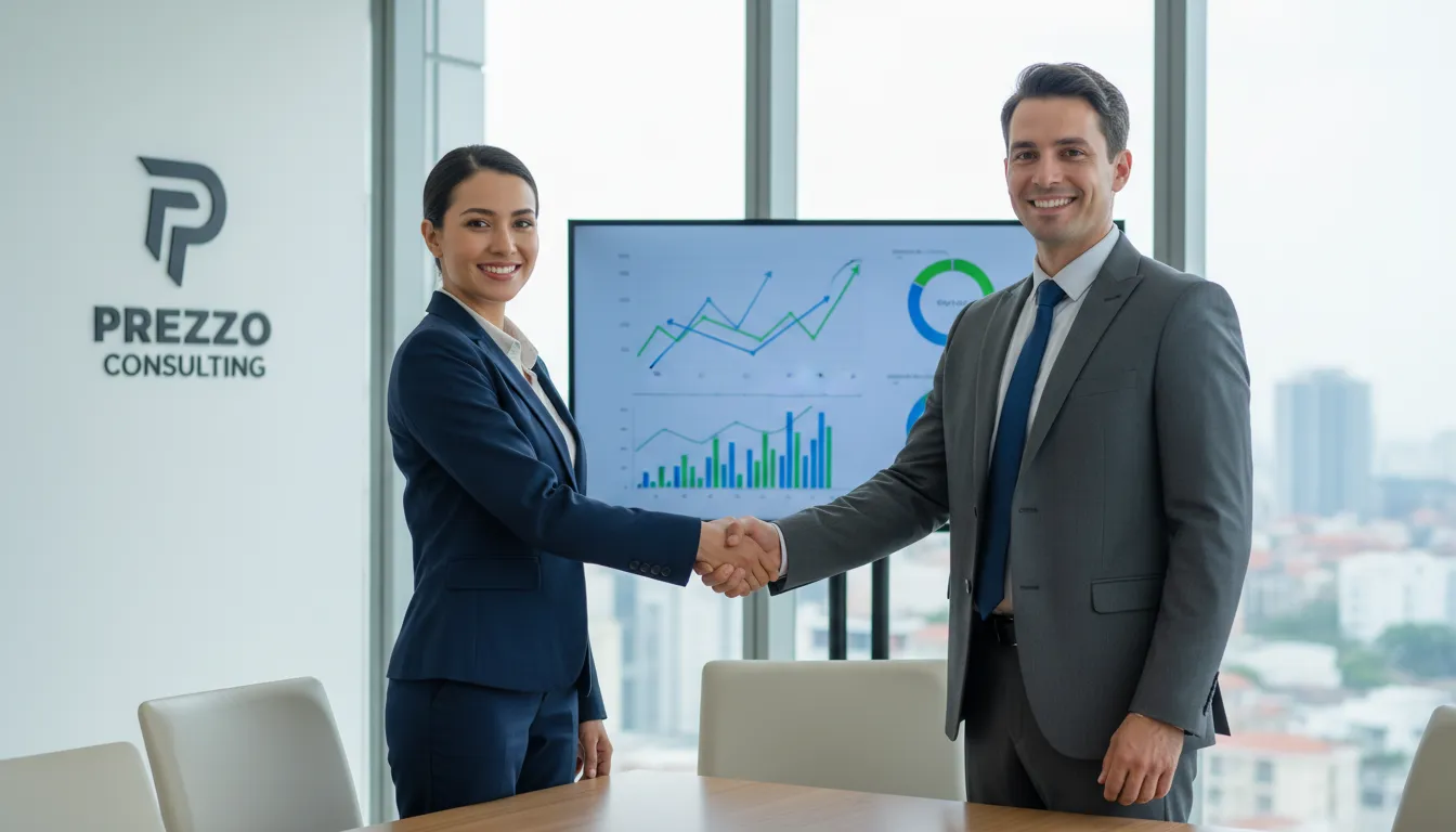 Consultora y empresaria sellan acuerdo para la apertura de empresa en Florida, simbolizando confianza y éxito.