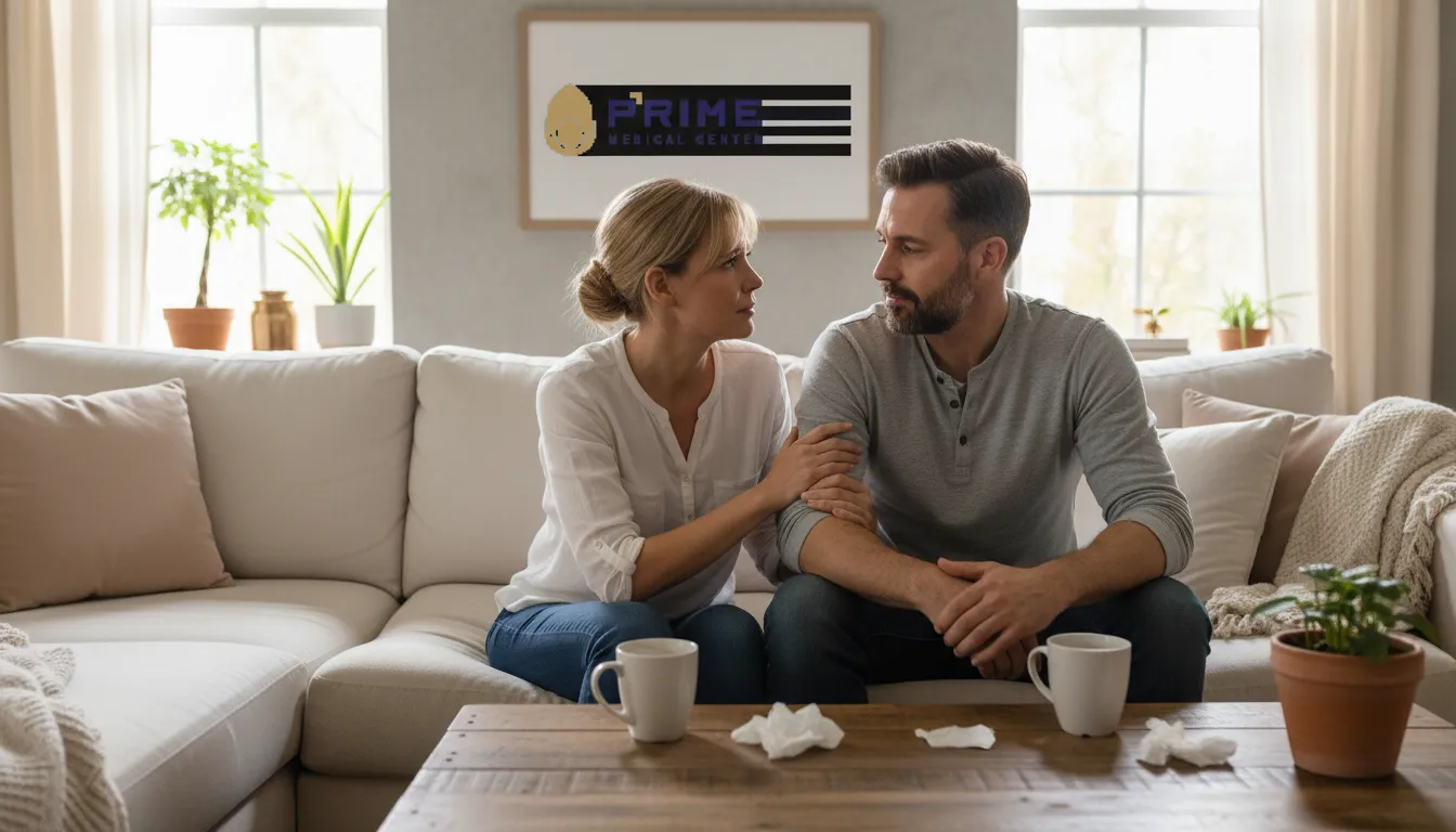 Casal expressa preocupação mútua sobre a falta de libido masculina e seus reflexos no relacionamento. Prime Medical.