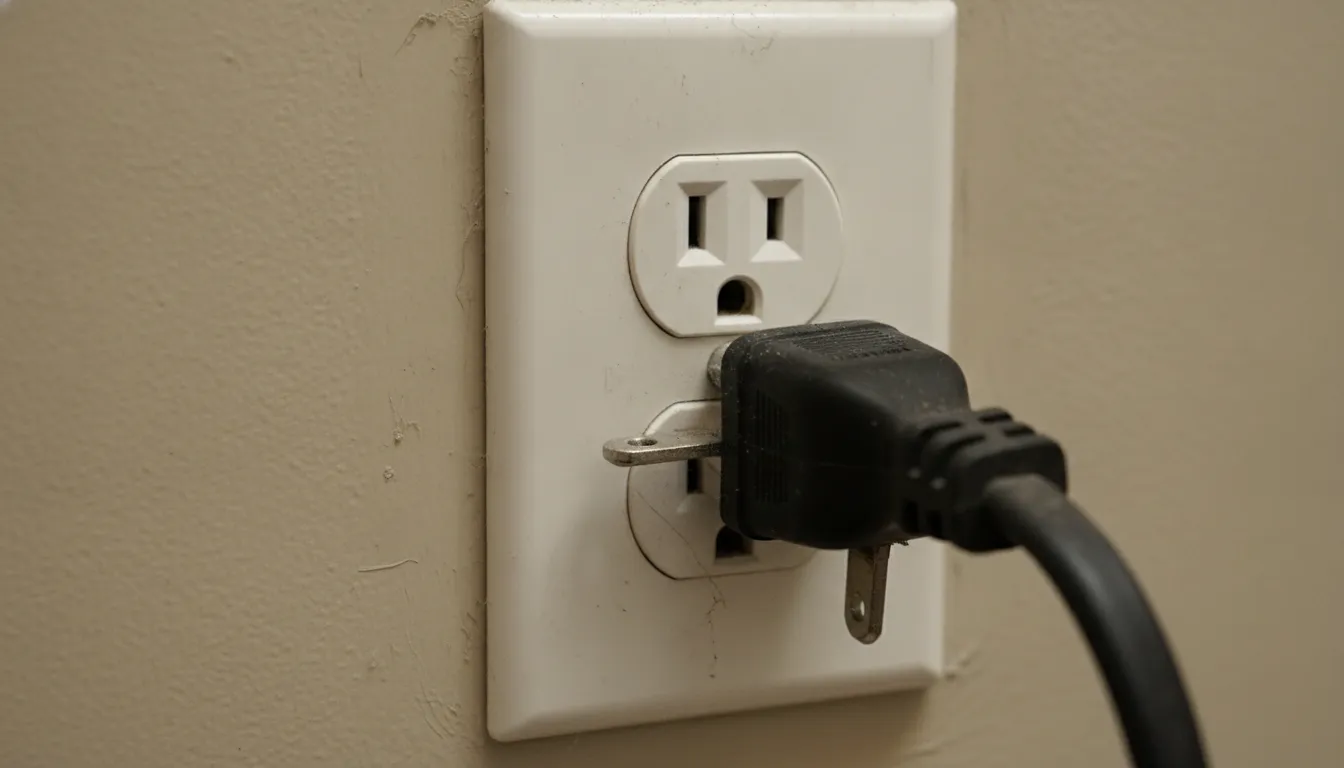 Plugue de ar condicionado desconectado da tomada, causa comum para ar condicionado não liga em casa.