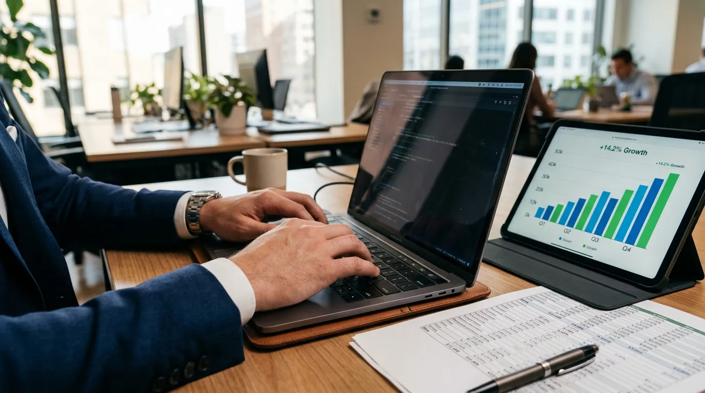 Empresário analisando planilhas para entender o que é orçamento empresarial na prática.