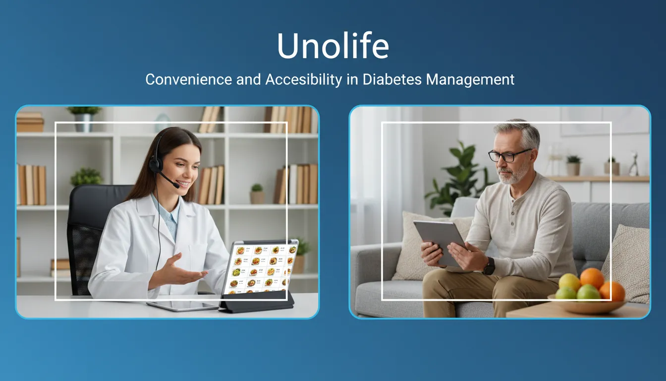 Acompanhamento nutricional online para diabéticos. Nutricionista e paciente em consulta virtual, mostrando a praticidade da nutrição para diabéticos.