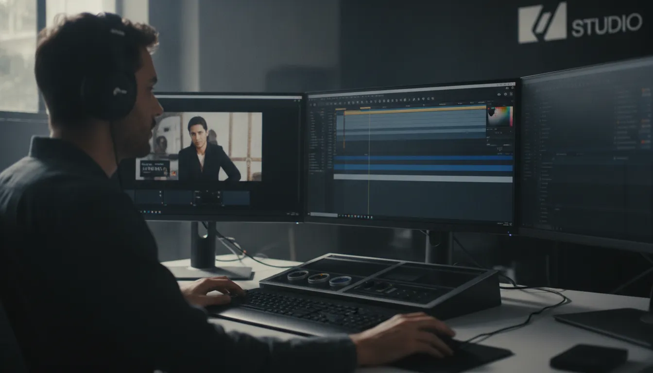 Editor de vídeo especializado em produtora de vídeo São Paulo finalizando material audiovisual com expertise.