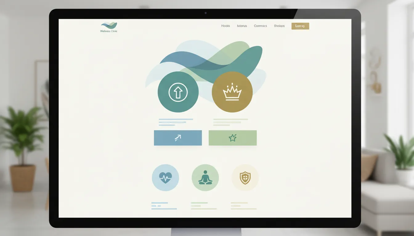 Página de destino (landing page) atraente, com foco no marketing de eventos para negócios wellness, destacando a aquisição de clientes e o posicionamento premium.