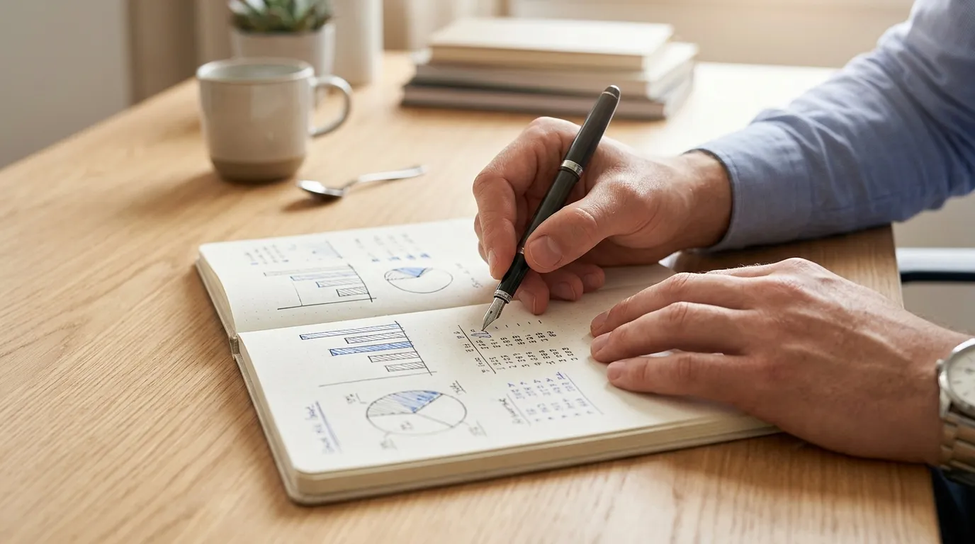 Planilha e anotações mostrando como calcular capital de giro ideal para o fluxo de empresarial.