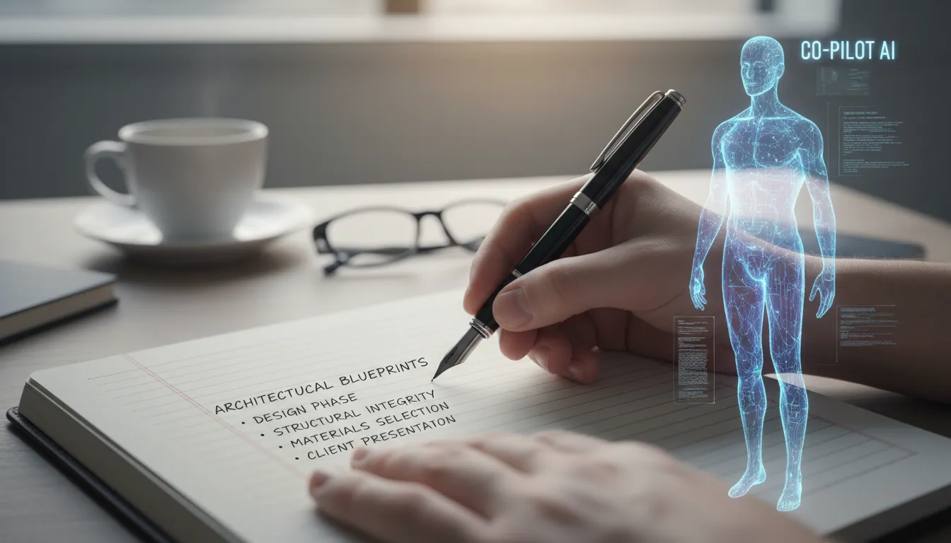 Como Usar IA para Gerar Rascunhos de Texto Sem Perder a Voz da Marca 1 Briefing humano e IA colaborando na criação de rascunhos de texto