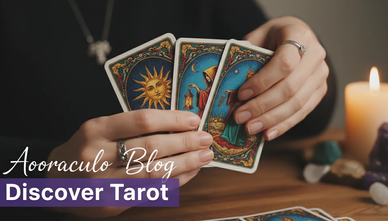 Mãos embaralhando cartas de tarot, prontas para revolucionar vida pessoal, com o Aooraculo Blog guiando a descoberta do autoconhecimento.