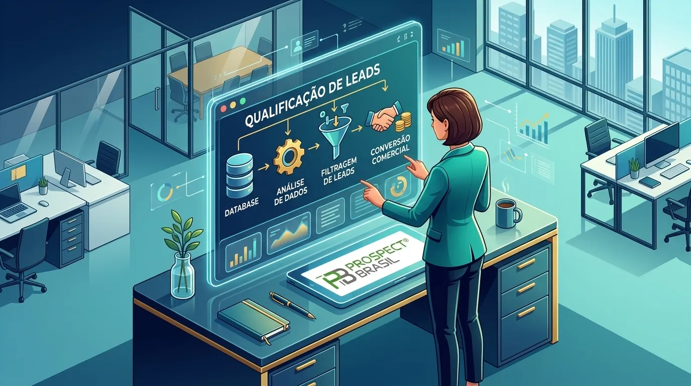 Painel tecnológico estruturado como gerador de leads qualificados com gráficos de conversão.