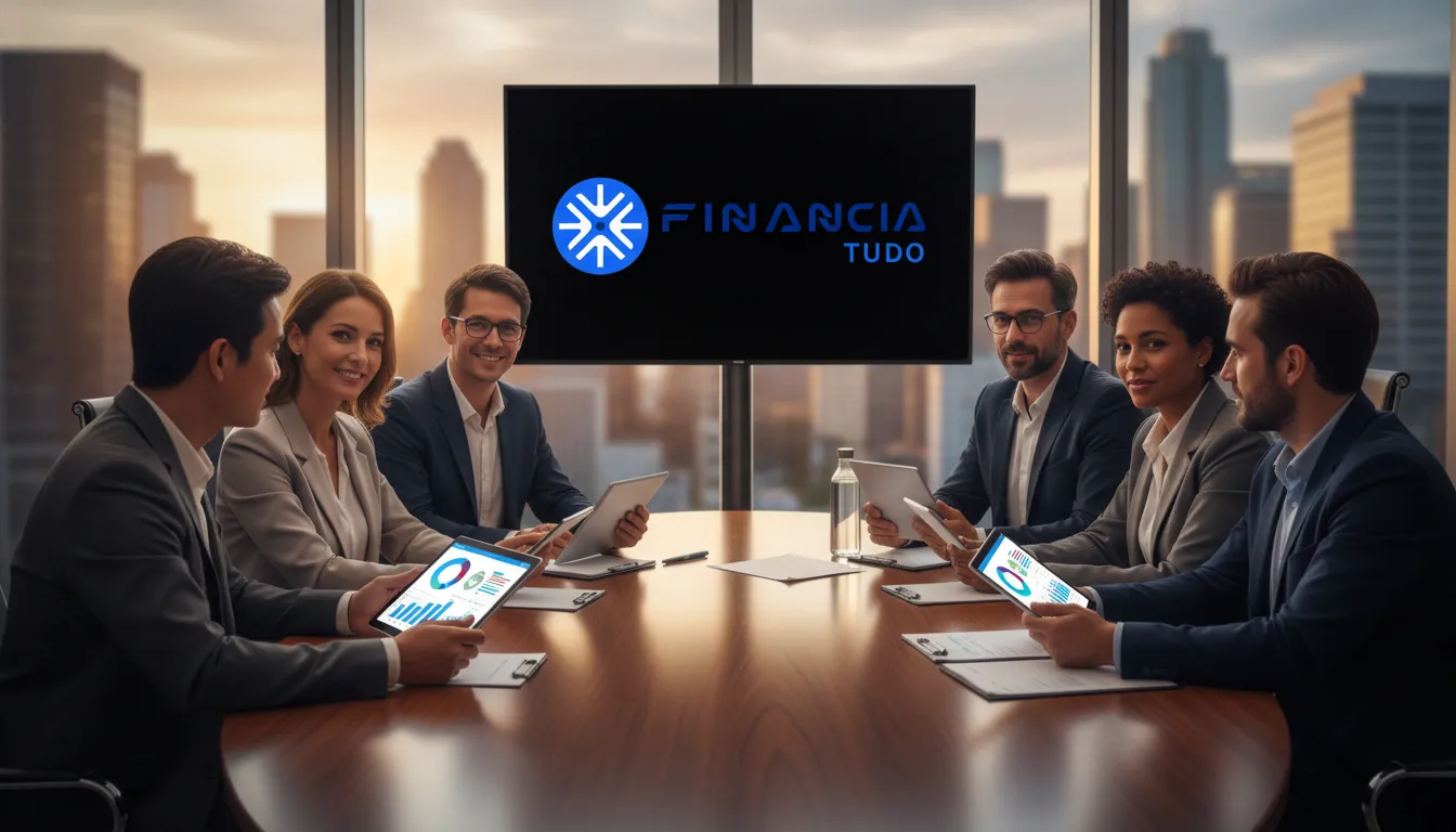 Grupo diverso em reunião, simbolizando a parceria para indicação de financiamento com a Financia Tudo e a confiança mútua.