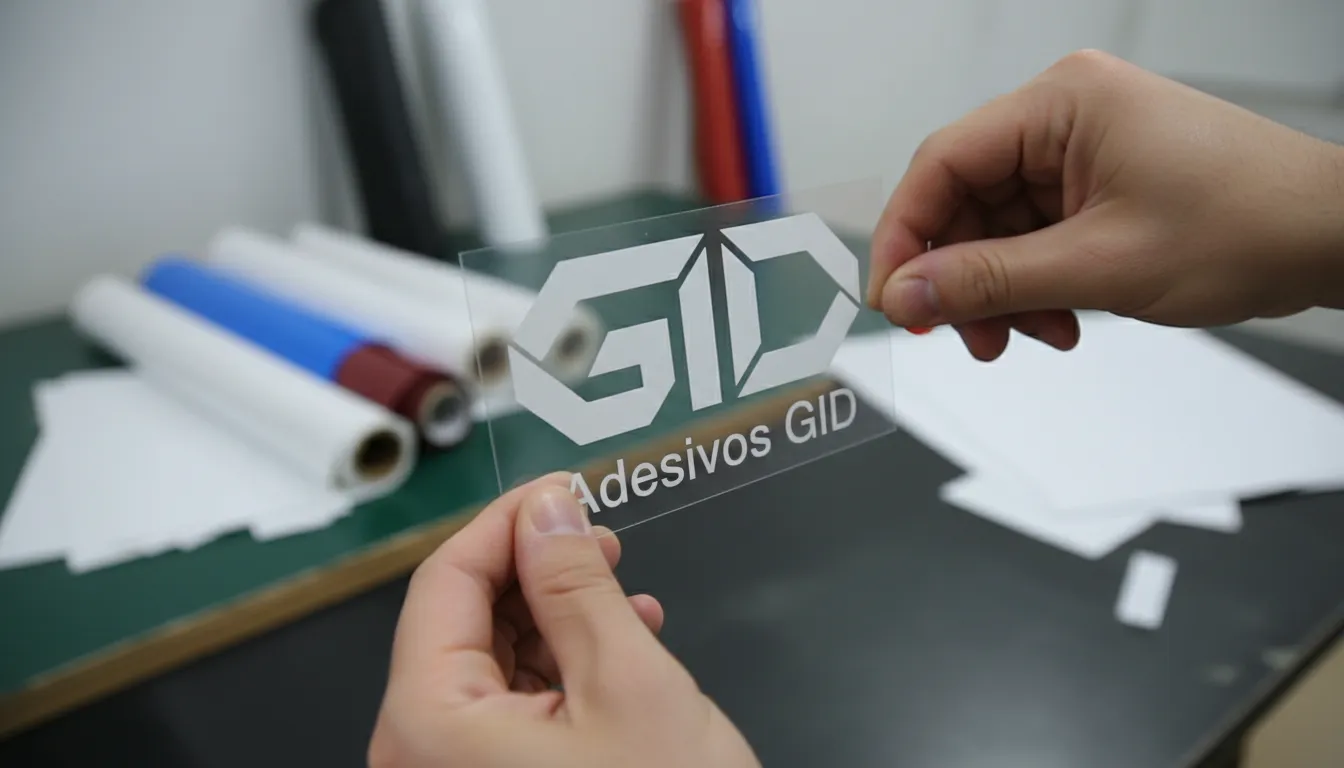 Aplicação profissional de adesivo vinil da GID em superfície de vidro, demonstrando a facilidade de uso e a qualidade do material.