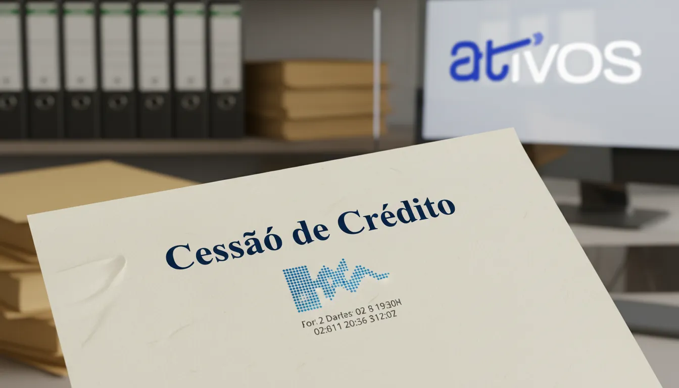Documento de cessão de crédito com assinatura digital, detalhando o que é cessionário em transações de precatórios.