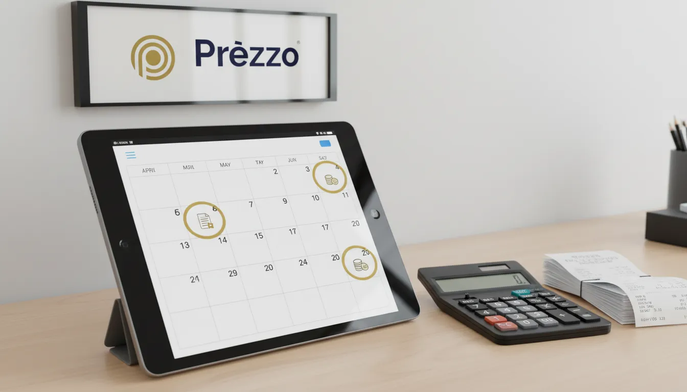 Calendário digital em close-up destacando datas importantes para a declaração do imposto de renda 2026.