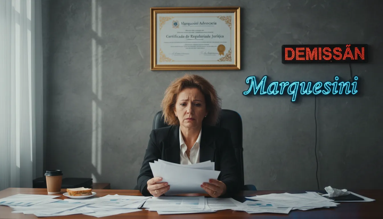 Empresário preocupado com questões de demissão, buscando segurança jurídica com a Marquesini Advocacia para evitar problemas com justa causa.