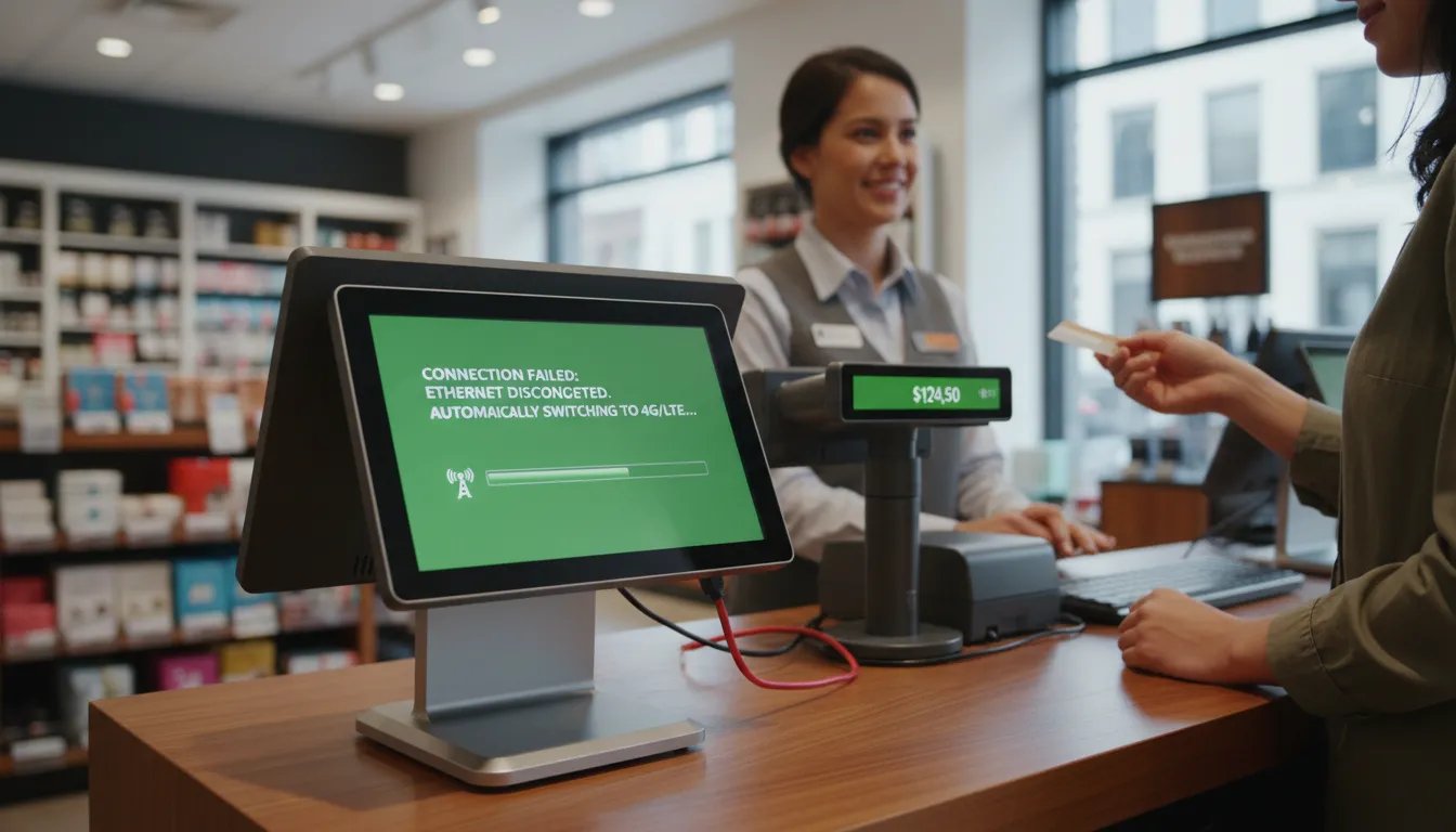 PDV varejista garante venda com failover automático para internet móvel 4G/LTE.