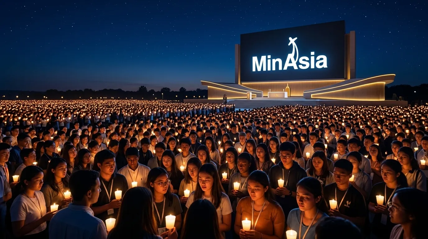 Vigília de velas emocionante reúne peregrinos durante a jornada mundial da juventude.